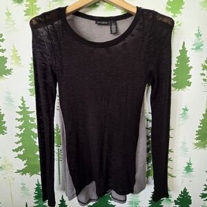 DKNY Black Sheer Long Sleeve Top